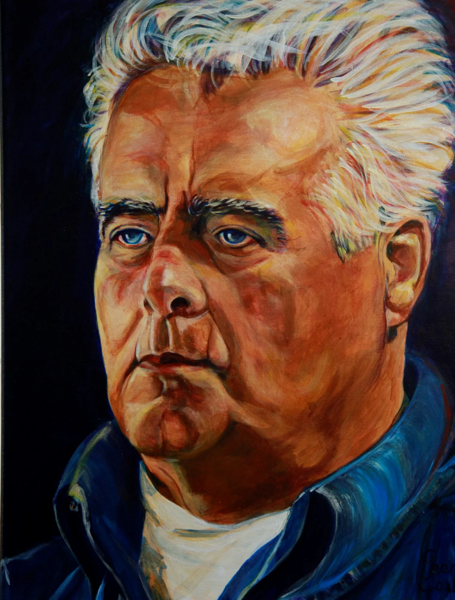 Ome Willem met zijn wilde haren — schilderij van Jeanne Thijssen