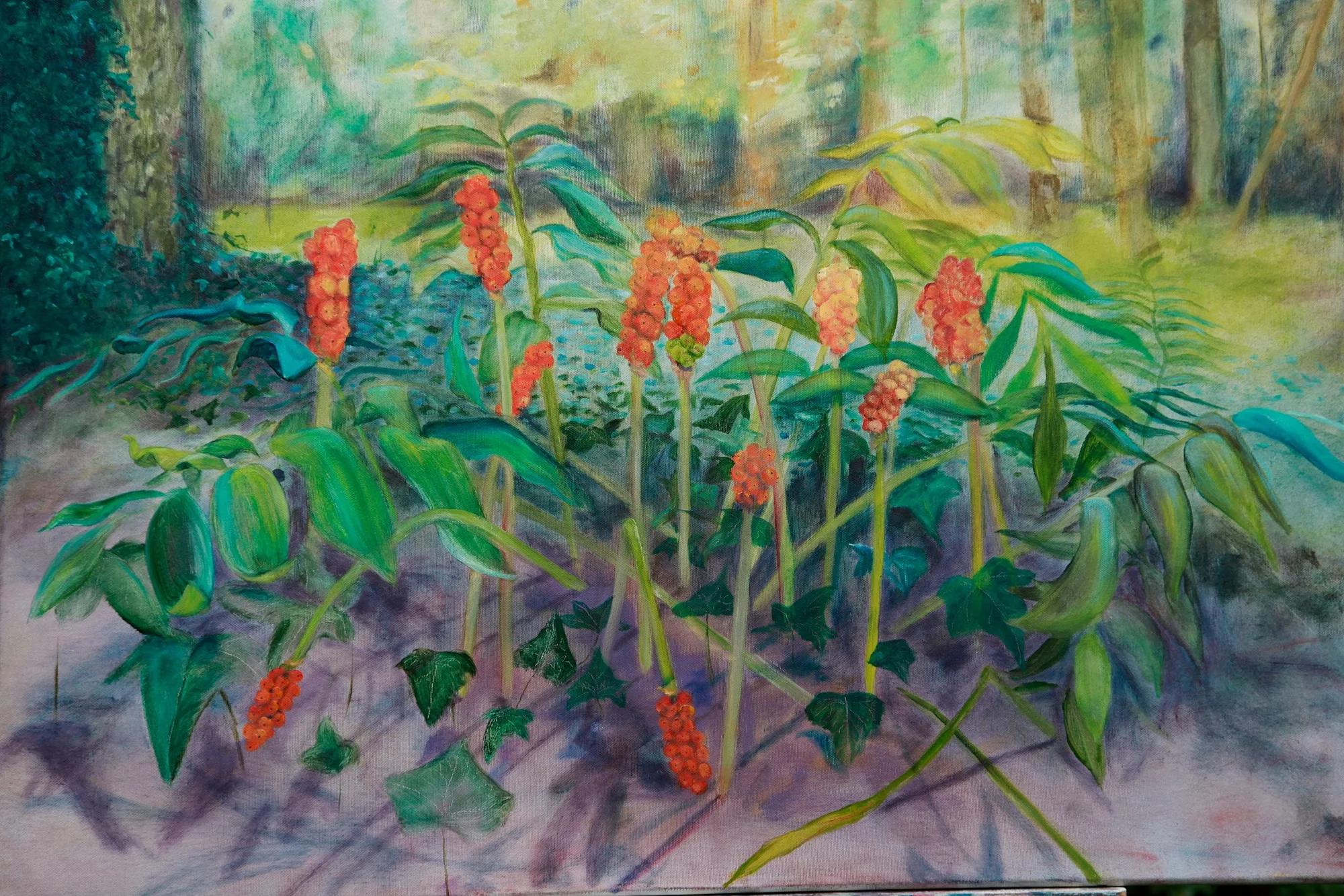 Wilde Aronskelk — schilderij van Jeanne Thijssen