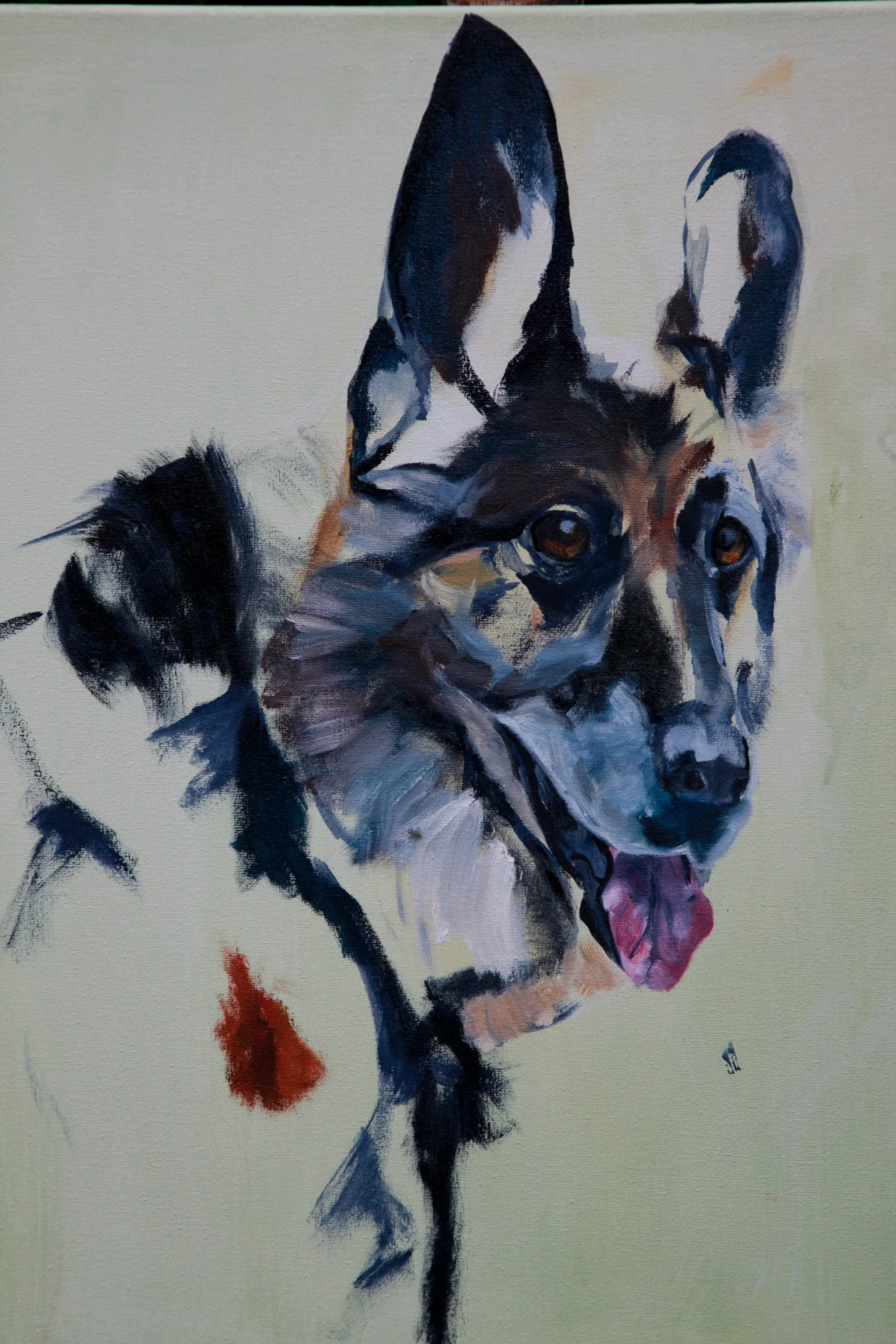 Aroza omkijkend — schilderij van Jeanne Thijssen