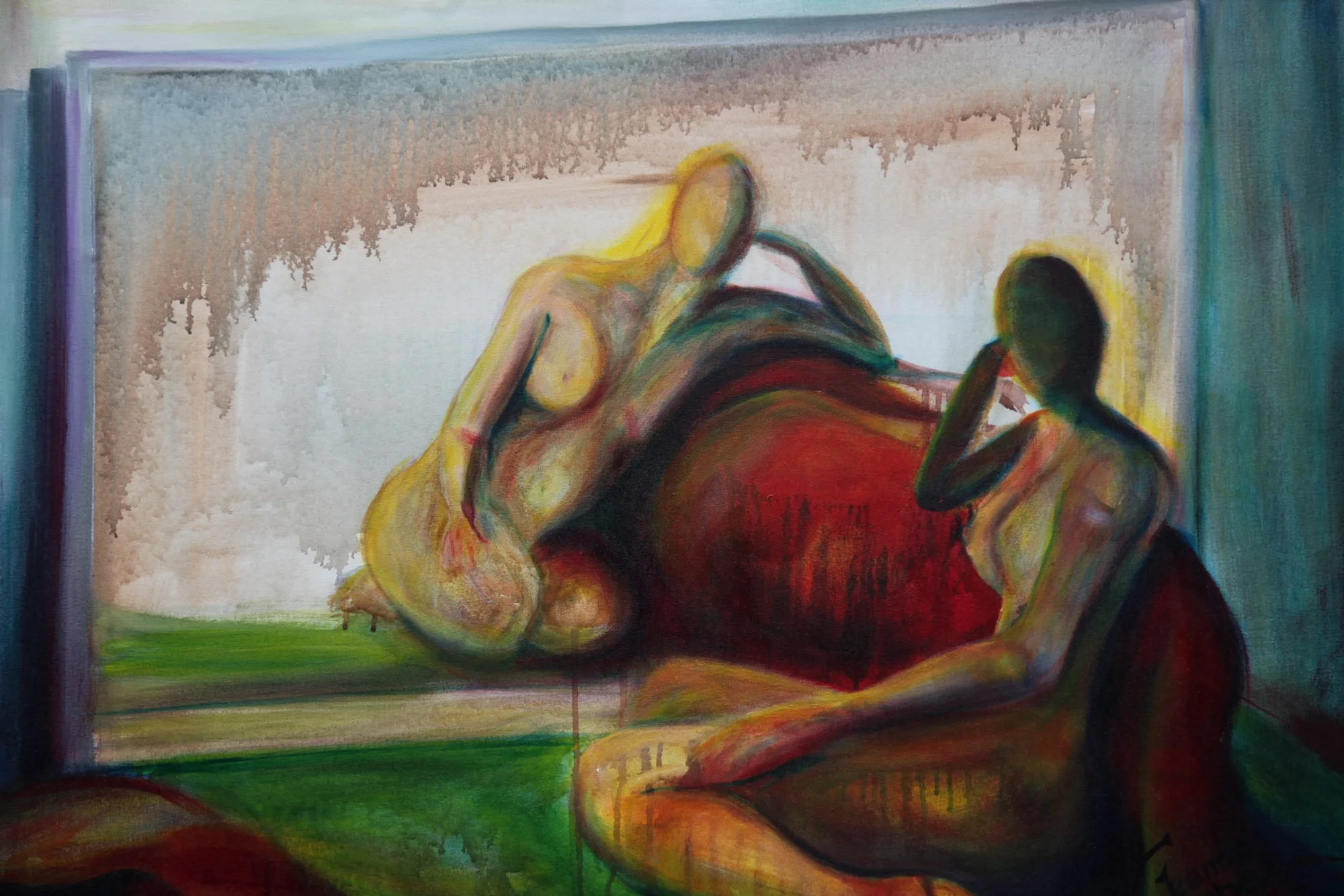 Zittend naakt — schilderij van Jeanne Thijssen